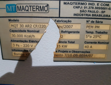 Foto: GELADEIRA MAQTERMO REFRIGERAÇÃO A AR 30.000 KCAL ANO 2007