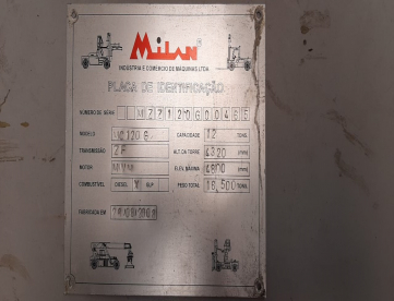 Foto: EMPILHADEIRA DE GRANDE PORTE MILAN - MWM 6 CILINDROS -12 TONELADAS -ANO 2008