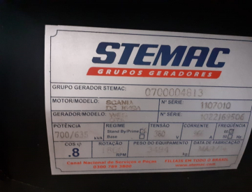 Foto: GERADOR STEMAC 700 KVA -ANO 2014