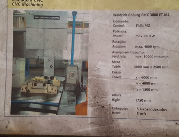 Foto: FRESADORA PORTAL CNC 5 EIXOS WALDRICH COBURG - 6000MM X 4000MM