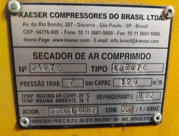 Foto: SECADOR DE AR COMPRIMIDO - MARCA KAESER - TIPO KDR 076