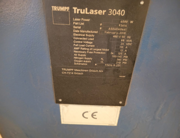 Foto: MAQUINA DE CORTE A LASER - TRUMPF 3040 - 4000 WATTS - ANO 2010