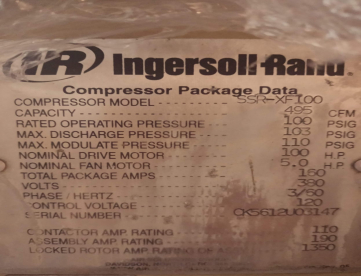 Foto: COMPRESSOR DE PARAFUSO ENGERSOLL RAND SSX-XF100 - 100 HP -ANO 2003