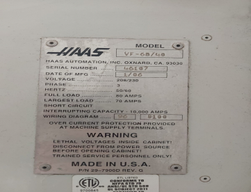 Foto: CENTRO DE USINAGEM VERTICAL - HAAS - VF-6B/40 - ANO 2006 - 1800 x 1100 x 800 MM