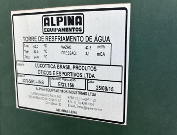 Foto: TORRE DE RESFRIAMENTO ALPINA 32/3-SGC-I-INS  - 518.400 KCAL/H - ANO 2015
