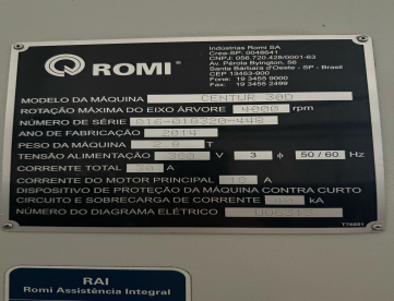 Foto: TORNO CNC - ROMI - CENTUR 30D - 1000MM - ANO 2014