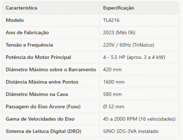 Foto: Torno Mecânico de Alta Precisão