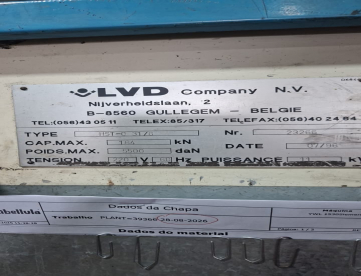 Foto: GUUILHOTINA HIDRAULICA LVD - 3000MM X 164KN - 4,75MM NO CARBONO
