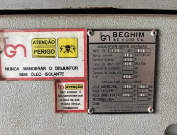 Foto: CABINE PRIMÁRIA - BEGHIM - SOPRARC TIPO PL15C - 350 MVA -  CABINE INSTALADA E FUNCIONAL 