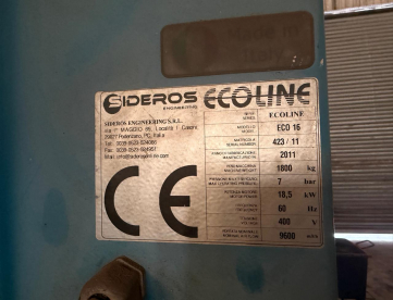 Foto: COLETOR DE PO E FUMAÇA INDUSTRIAL- MARCA SIDEROS ( Italia ) - MODELO ECOLINE - ANO 2011 - MAQUINA PAROU TRABALHANDO 