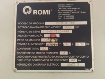 Foto: TORNO CNC ROMI - CENTUR 30D - 1000MM - ANO 2014