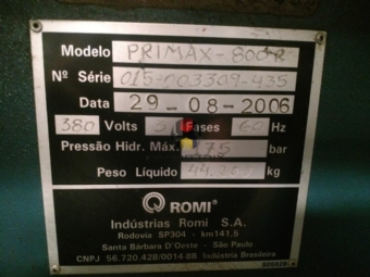 Foto: INJETORA DE PLASTICOS ROMI PRIMAX 800 R - ANO 2006