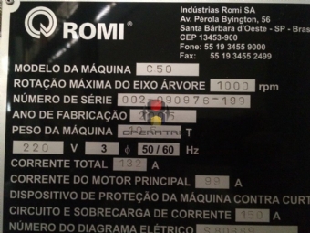 Foto: TORNO  CNC ROMI - CENTUR 50D - 1000x4000MM - Ano 2005