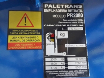 Foto: Empilhadeira Elétrica Retrátil  - Paletrans - Modelo PR2080