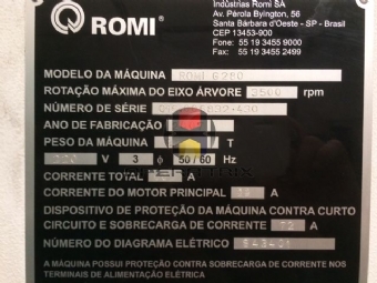 Foto: TORNO CNC - MARCA ROMI - MODELO G280 - ANO 2007