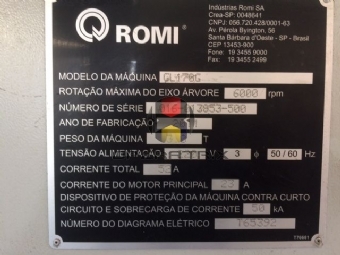 Foto: TORNO CNC - MARCA ROMI - MODELO GL170G - ANO 2011