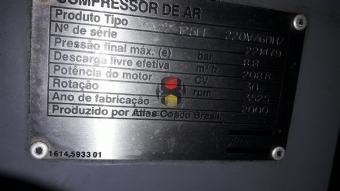 Foto: COMPRESSOR PARAFUSO - ATLAS COPCO -GA22- ANO 2000