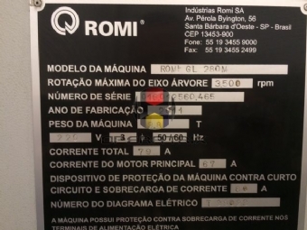 Foto: TORNO CNC - FERRAMENTA ACIONADA - MARCA ROMI - GL280M - ANO 2011