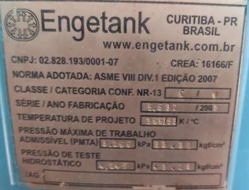 Foto: COMPRESSOR DE AR PARA ALTA PRESSÃO - MARCA ENGETANK - ANO 2008 -  33 BAR
