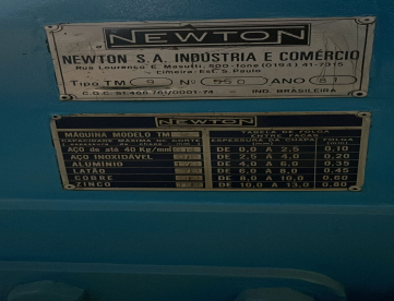 Foto: GUILHOTINA MECÂNICA NEWTON TM9 - 3000MM X 6,4MM