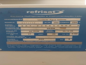 Foto: GELADEIRA DE AGUA GELADA REFRISAT- MODELO SAT 22 AR-24000 KCAL - ANO 2006