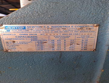 Foto: GUILHOTINA MECANICA NEWTON GMN 2010 - 2000MM X 3/8MM