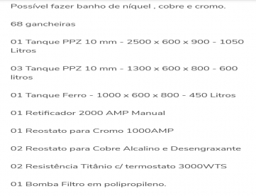 Foto: CROMAGEM COMPLETA BANHO DE NIQUEL COBRE E CROMO