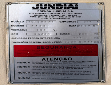 Foto: PRENSA EXCENTRICA FREIO E FRICÇÃO  - TIPO C - JUNDIAI  - TCI 200 F5
