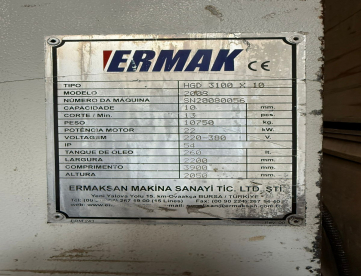 Foto: GUILHOTINA HIDRÁULICA CN - ERMAK - HGD 3100 x 10 - ANO 2008