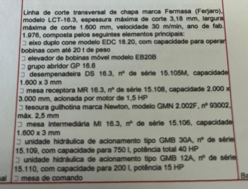 Foto: LINHA DE CORTE TRANSVERSAL - FERMASA/FERJARO - LCT-16.3 - CAPACIDADE 1600 x 3 MM