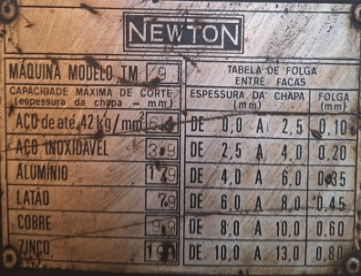 Foto: GUILHOTINA MECÂNICA - NEWTON - TM9 - 3000MM X 6,4MM - ANO 1982