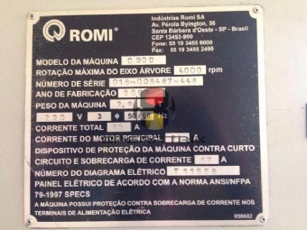 Foto: TORNO CNC - ROMI CENTUR 30D -  1000MM - ANO 2009